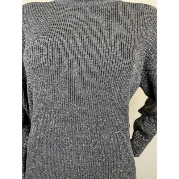 Jeanne Pierre Woman Turtleneck Sweater 2X Dark Gray Silver Sparkle Holiday - Picture 7 of 8